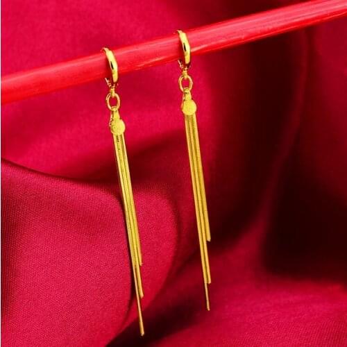 Multi Line Tassel Earrings Yellow Gold Filled Retro Women Drop/dangle Earrings