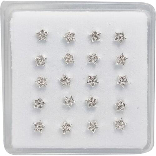 925 Sterling Silver Zircon t CZ Star Shape Nose Ring Nez Piercing Body Jewelry For Women Wholesale New 20pcs/lot