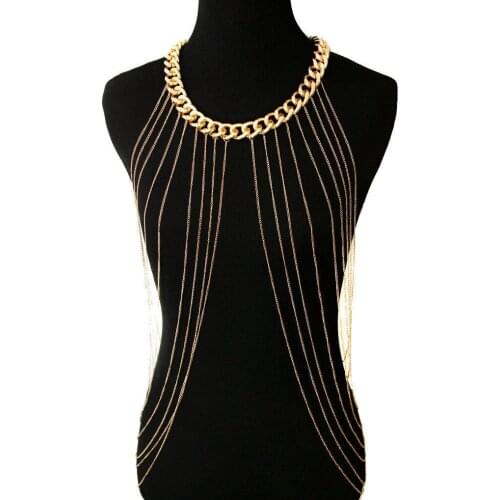 Gold Sexy Body Chain Women Necklaces & Pendants Tassel Alloy Punk Long Necklace 2020 New Designer Female Fashion Jewelry BY116