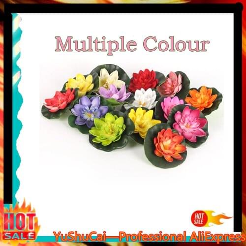 5PCS Artificial Lotus Water Lily Floating Flower Pond Tank Plant leaf Ornament 10cm Home Wedding Garden Pond Pool Decoration