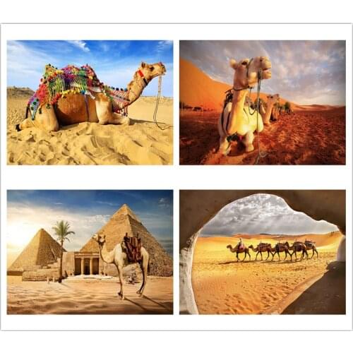 5D Diamond Painting Camel Desert Full Drill Square Round Diamond Embroidery Pyramid Scenery Cross Stitch Mosaic Rhinestone Decor