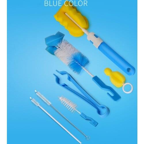 7Pcs/Set Baby Nipple Bottle Brush High Density Sponge 360 Degree Cleaning Baby Milk Bottle Brush Protable Baby Pacifer Brush