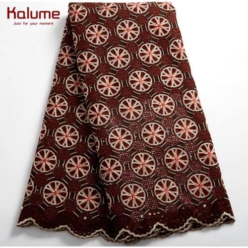 Kalume African Swiss Lace Fabric 2021 African Swiss Cotton Lace Fabric 5 Yards Embroidery Lace Fabric For Diy Dress H2494