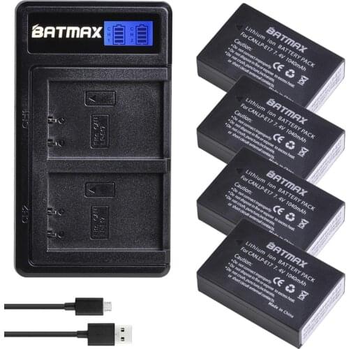Batmax LP-E17 LP E17 Battery+LCD Dual USB Charger for Canon EOS 77D, Rebel T6i, T7i, 750D,760D, 800D, 200D, 8000D, M3, M5, M6
