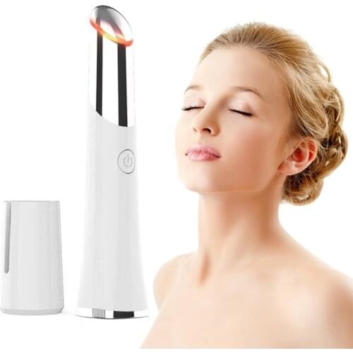 Rechargeable Electric Heated Sonic Eye Massager Face Eye Massager Roller Wand Eliminating Wrinkles Blue Light Therapy Dropship