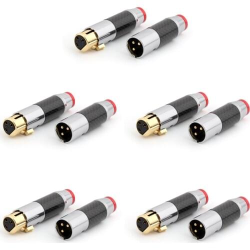 Areyourshop Non Rust Gold Plated Carbon Fiber 3 Pin XLR Conector Connector For Hifi Audio
