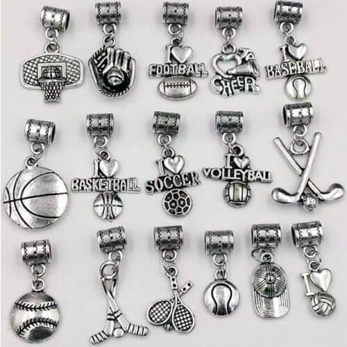 Fast delivery Volleyball Basketball Hockey Tennis Soccer Baseball Golf Ball cap Charm Pendant Bracelets&Necklace gift L23