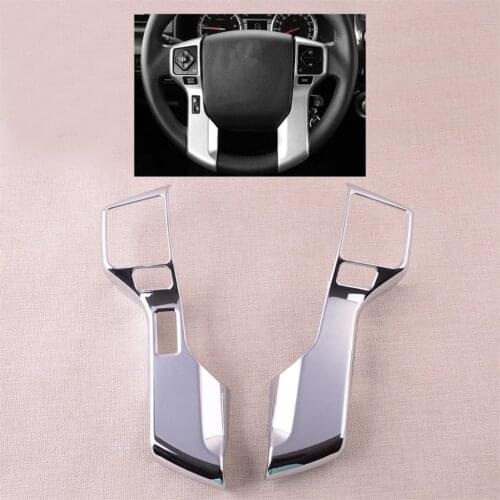 CITALL 2Pcs Car Chrome Steering Wheel Cover Trim Moulding Fit For Toyota Tacoma 2016 2017 2018 2019 2020