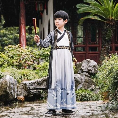 Children Robes Ancient Chinese Style Costumes Tang Dynasty Costumes Boys School Uniform Suit Hanfu Movie Stage Performance Wear