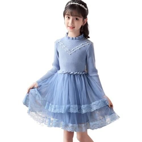 Kids Knitted Dresses For Girls Thick Warm Girl Winter Dress Casual Sweater Dress For Children Spring Autumn Childrens Clothing