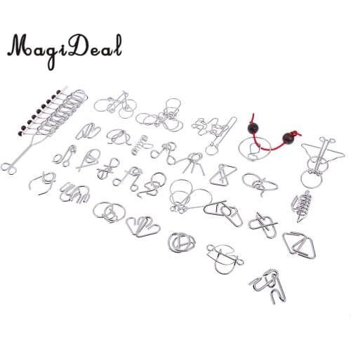 MagiDeal 30Pcs/Lot Metal Crafts Chinese Ring Puzzle IQ EQ Brain Teaser Kids Children Educational Toy Novelty Gift