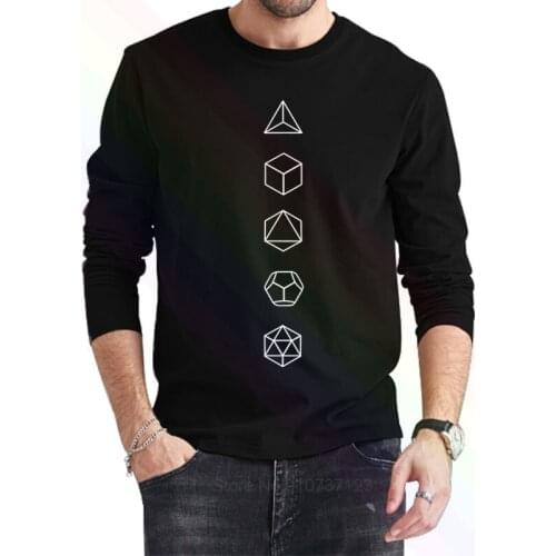 Screw Neck Platonic Solids Sacred Geometry T-Shirt 2021 Newest Summer Mens Long Sleeve Popular Tees Shirt Tops Novel Unisex