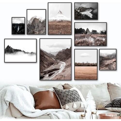 Mountain River Reed Hay Natural Landscape Wall Art Canvas Painting Nordic Posters And Prints Wall Pictures For Living Room Decor