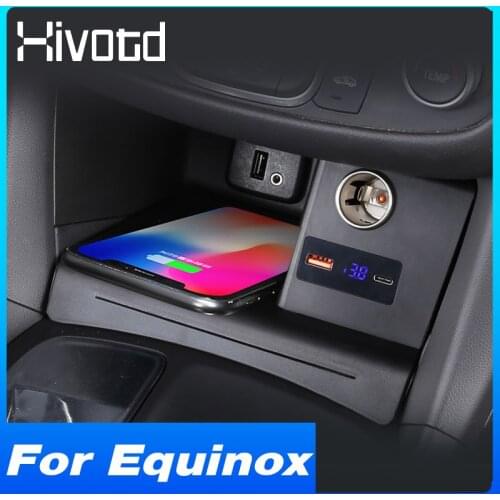 Hivotd Car QI Wireless Charger For Chevrolet Equinox Accessories 15W Fast Charging Phone Holder Plate Modification 2017-2020