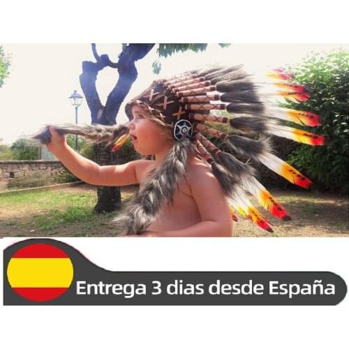 Indian headdress Handmade for children (2 to5 years old) 53 cm head circumference made with swan feathers