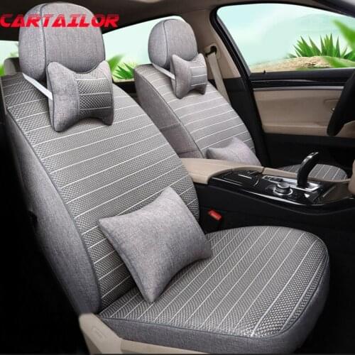 CARTAILOR Grey Linen & Ice Silk Car Seat Cover Set Fit for Toyota FJ Cruiser Cover Seat Car Accessories New Styling Seats Covers