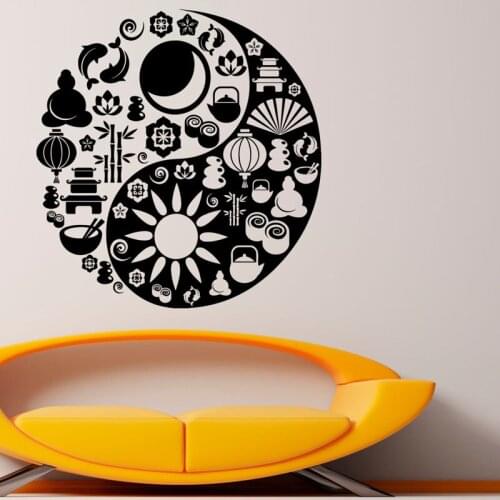 Creative Design Yin Yang Symbol Wall Stickers Vinyl Art Wall Decals Home Decor For Living Room