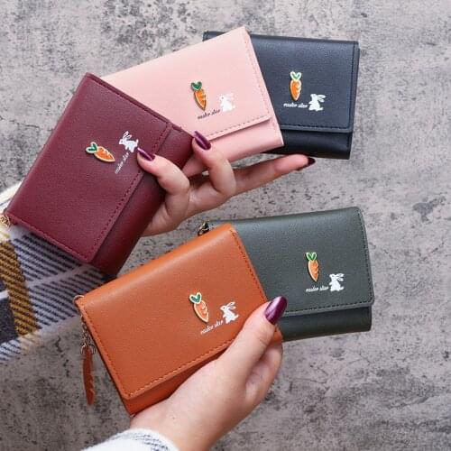 Cute Women wallets coin purse for girls ladys card bag wallet multifunctional rabbit and carrot coin purses woman clutch bag
