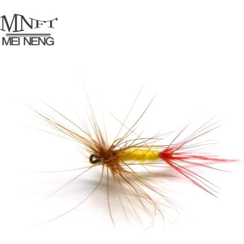MNFT 10PCS 12# Brown Beard Red Tail Dry Fly Nymph Fresh Water Dry Fly Hooks Artificial Fishing Baits