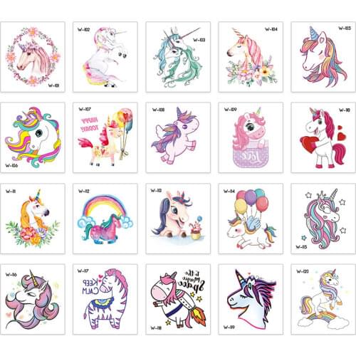 Cartoon Unicorn Tattoo Sticker for Children Body Art Pegasus Rainbow Temporary Tattoo Sticker