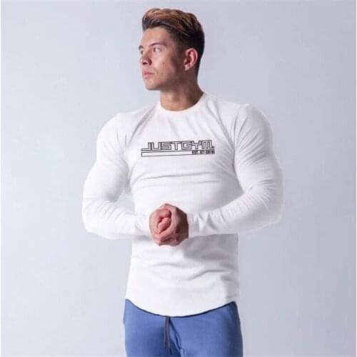 Fitness T Shirt Mens Spring Long Sleeve T-shirt Men Just Gym Clothing Compression Shirt Slim Fit O-neck Cotton Tee shirt Homme