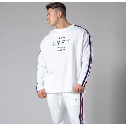 Side Striped 2021 Tokyo & London Workout Cotton Loose Fit Gyms T Shirts Mens T-shirt Muscle Gyms Fitness Bodybuilding Tops