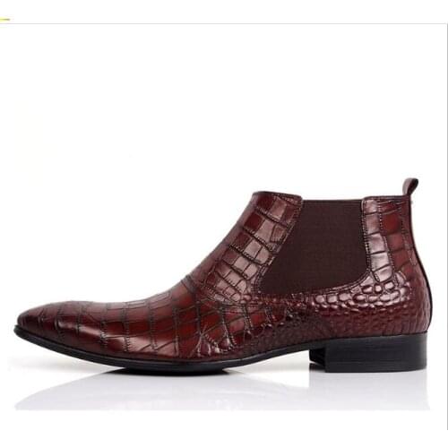 New mens shoes pointed toe men boots genuine leather casual high-top shoes Martin boots work boots