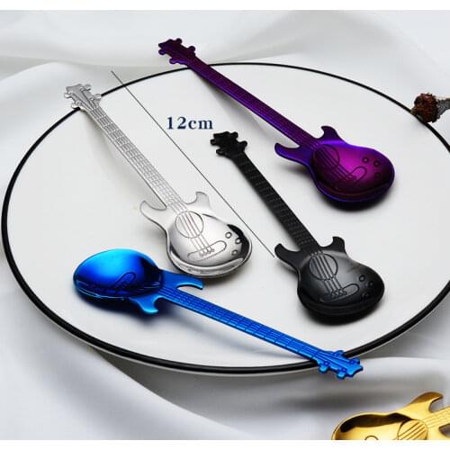 Guitar Coffee Teaspoons Stainless Steel Musical Coffee Spoons Teaspoons Mixing Spoons Sugar Spoon tea accessories