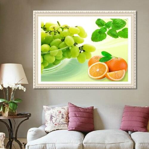5D Diy Diamond Painting Oranges And Grapes Kits Needlework 3d Square Diamond Painting Cross Stitch Mosaic Embroidery