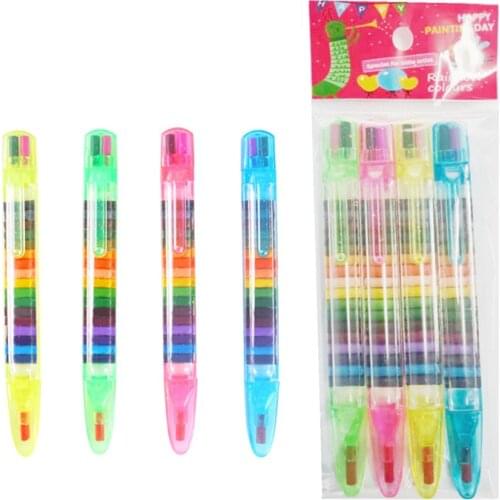 20 Color Rainbow Crayons Colouring Sets Gallery Oil Pastel Painting Pen School Student Wax Pencil Colour Kit Easy To Carry Kids
