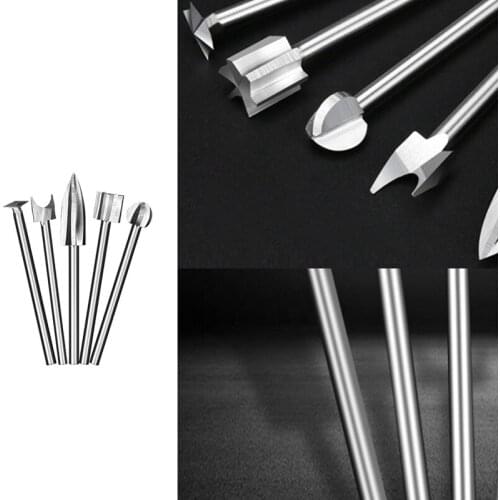 5PCS Wood Engraving Drill Bit Set,Milling Cutters Steel Sharp Edges Woodworking Drilling Tools Wood Carving Knives