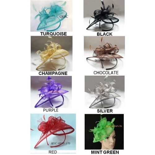 NEW Sinamay womens hat fascinator hair accessories for wedding.turquoise blue,black,gold,chocolate,purple,red,silver,royal