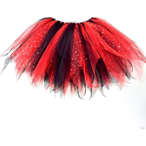New Arrival Black/Red Girls Fluffy Tutu Skirt Baby Girl Glitter Dance Tutu Birthday Party Tulle Skirt Kids Halloween Costume