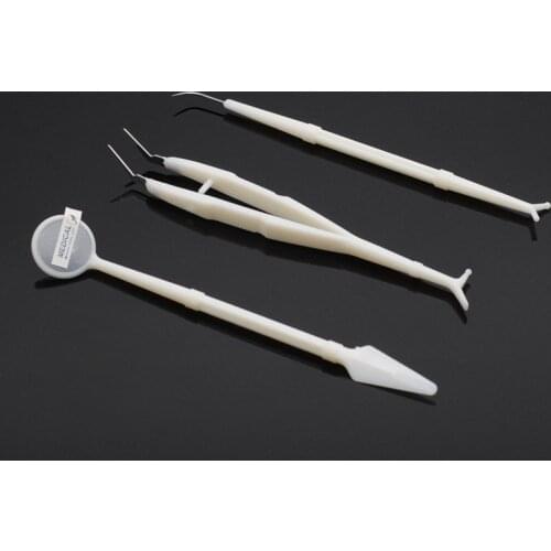Disposable Mouth Mirror Forceps Probe Dental Lab Tools Equipment Kit 3pcs/Bag