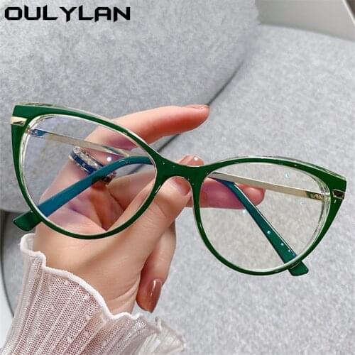 Oulylan Anti Blue Light Eyeglasses Frames Women Vintage TR90 Glasses Frame Men Metal Optical Transparent Prescription Eyewear