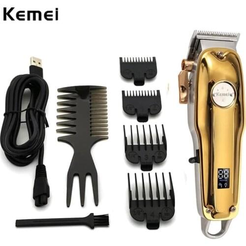 Kemei Professional Barber Cordless Hair Clippers for Men Hair Beard Trimmer Adjustable LCD Display Cutting Grooming Haircut Kit