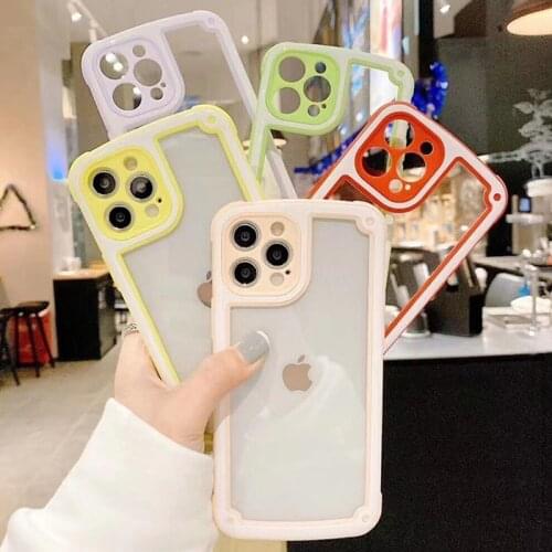 Shockproof Bumper Transparent Silicone Phone Case For iPhone 12 11 Pro Max X XR XS Max 7 8 Plus Soft TPU Frame Clear Back Cover