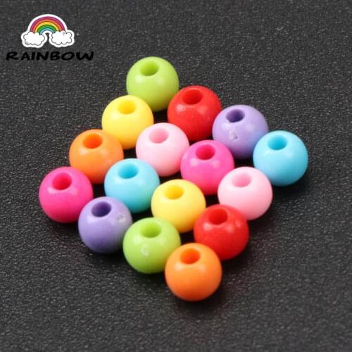Mixed Solid color Acrylic Material Round Shape Spacer Loose Beads For Jewelry Making DIY Accessory 4mm 1000pcs 6mm 200pcs