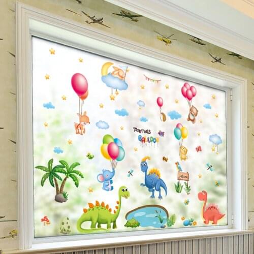 [SHIJUEHEZI] Dinosaurs Tree Wall Sticker DIY Balloon Animals Wall Decals for Kids Room Baby Bedroom Nursery Home Decoration
