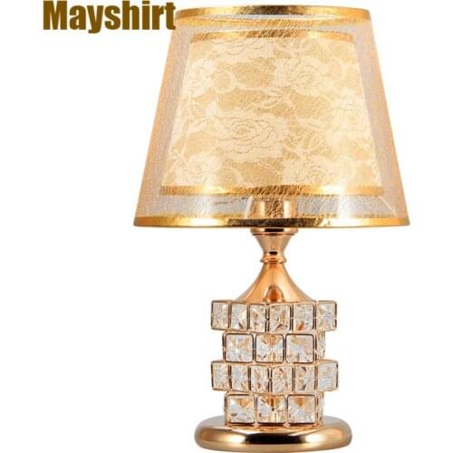 Modern Gold Crystal Table Lamps for Bedroom Light Luxury Living Room Home Decor Desk Lamp Warm Study Art Deco Led Light Fixture