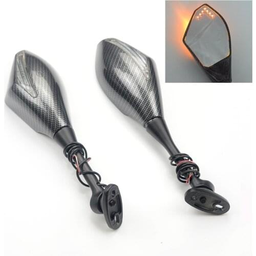 Carbon Fibe Motorcycle Rearview Mirrors LED Turn Signals Lights for Honda CBR 600 RR 2003-2014 CBR1000RR 2004 2005 2006 2007 CBR