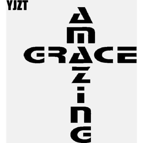 YJZT 11.4CM*13.6CM AMAZING GRACE CROSS VINYL DECAL CAR STICKER CHRISTIAN JESUS CHURCH Black/Silver C3-1344