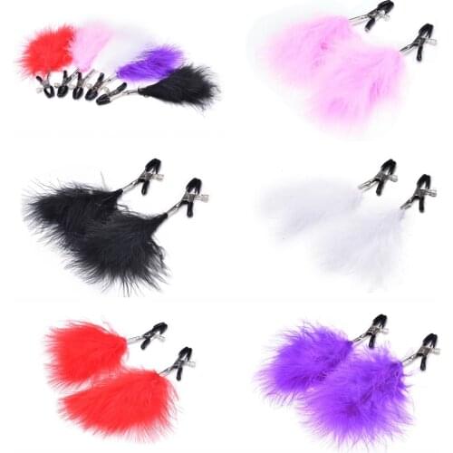 1 Pair Sex Products For Male Feather Nipple Clamps Clitoris Clip Bondage Labia Male Female Flirt Orgasm Stimulation Erotic Toy