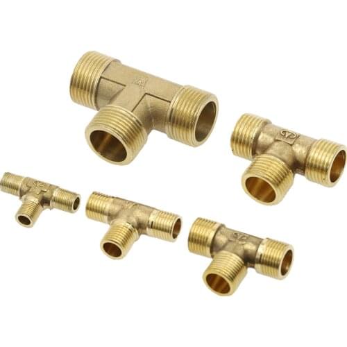 1pcs 1/8" 1/4" 3/8" 1/2" BSP Male Thread Tee Type 3 Way Brass Pipe Fitting Adapter Coupler Connector For Water