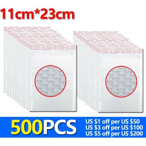 11x23CM 500PCS White Foam Envelope Bags Self-Adhesion Seal Mailers Padded Shipping Bubble Mailing Packages Bag