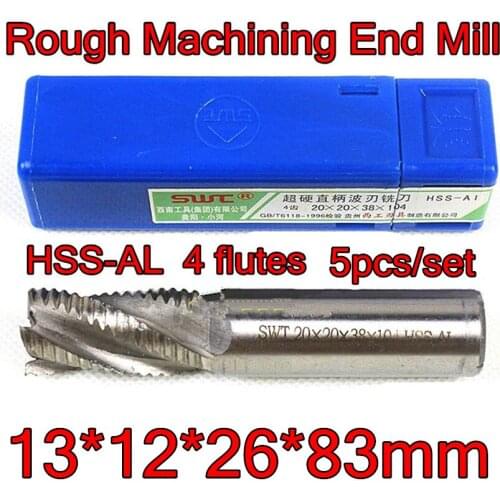 13*12*26*83mm 5 pcs/set 12mm petiole 4 flutes HSS-AL Rough machining End Mill Machining steel Free shipping