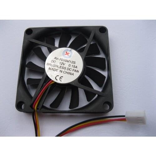 2 Pcs Brushless DC Cooling Fan 13 Blade 7010S 12V 70x70x10mm 3 wire