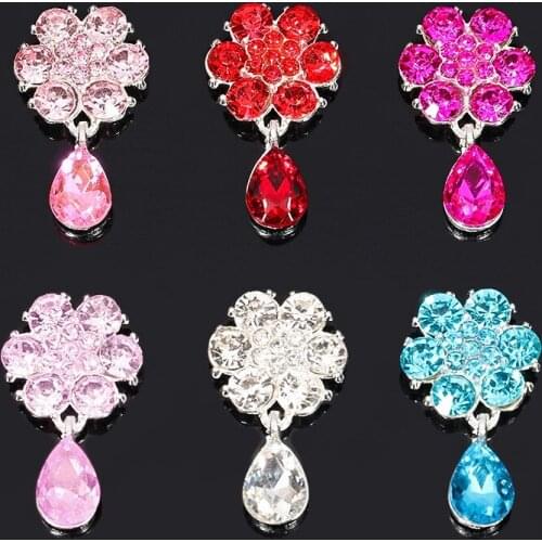 2018New Hot 50Pcs Rhinestone Plum Flower Drop Pendant Buttons for DIY Hair Accessories and Wedding Decoration BD77