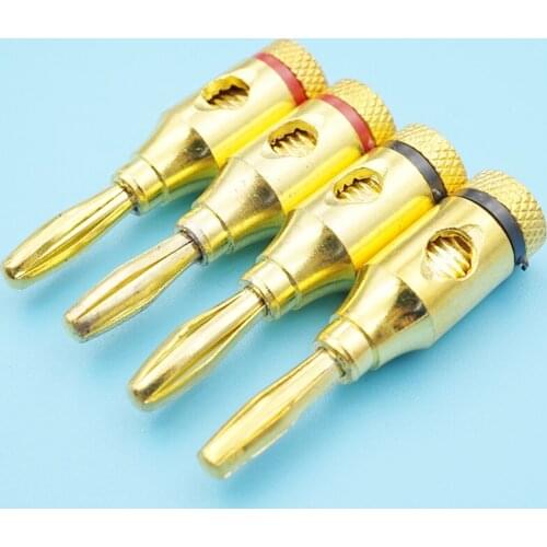 50pcs 4mm Banana Plug Musical Speaker cable Wire Connector Socket 24k Gold Plated Audio Speaker Amplifier Banana Plug Connector