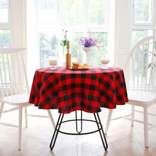55 Inch Buffalo Plaid Round Tablecloth Checkered Round Table Cover for Wedding Kitchen Dinning Room
